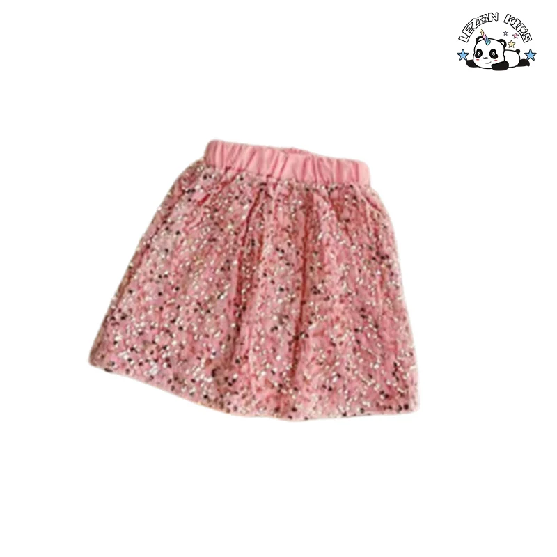 LEZONKIDS - Conjunto de Saia Cute Brilhante Sequins Personalizável Nova Explosão de Produto para Meninas Saias Chiques Saia para Meninas